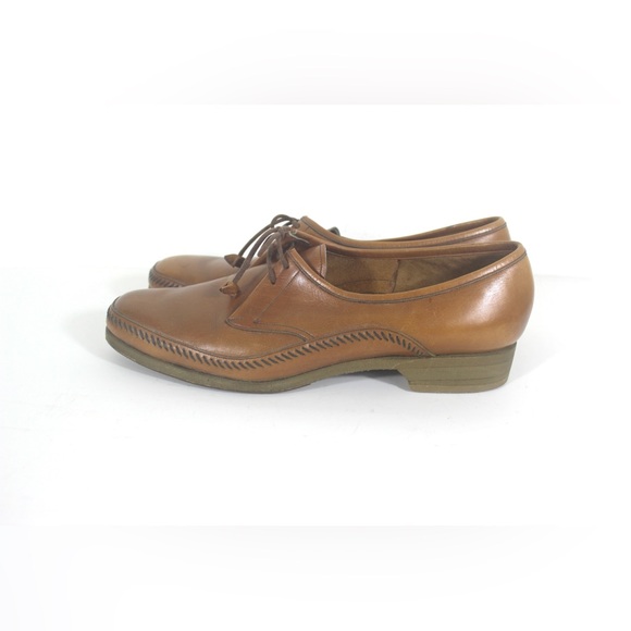 Barker of Earls Barton England Caramel Leather Oxford Shoes Womens Tan Brown - Picture 2 of 10